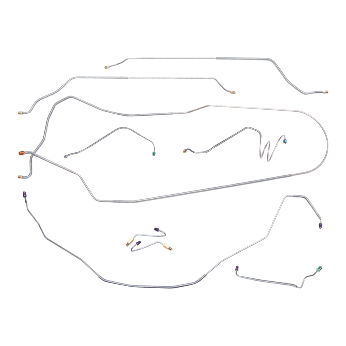 1968 Chevrolet Chevelle SS (Only) Convertible Manual Drum Brake Line Kit w/Wheel Lines 9pc, Stainless
