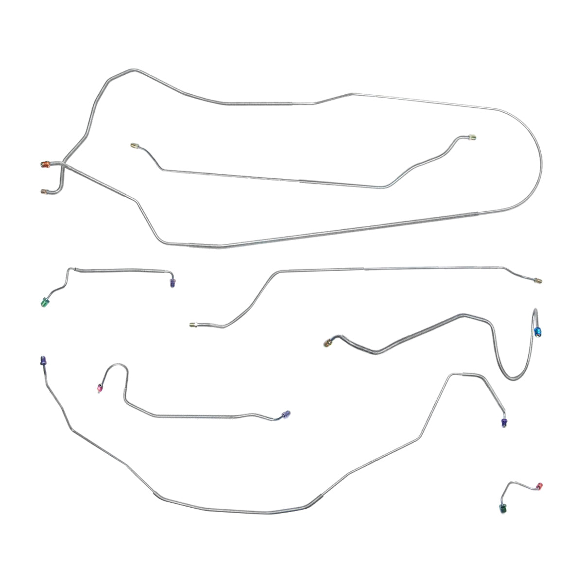1968 Chevrolet Chevelle/Malibu/SS Convertible Manual Disc Brake Line Kit 8pc, Stainless