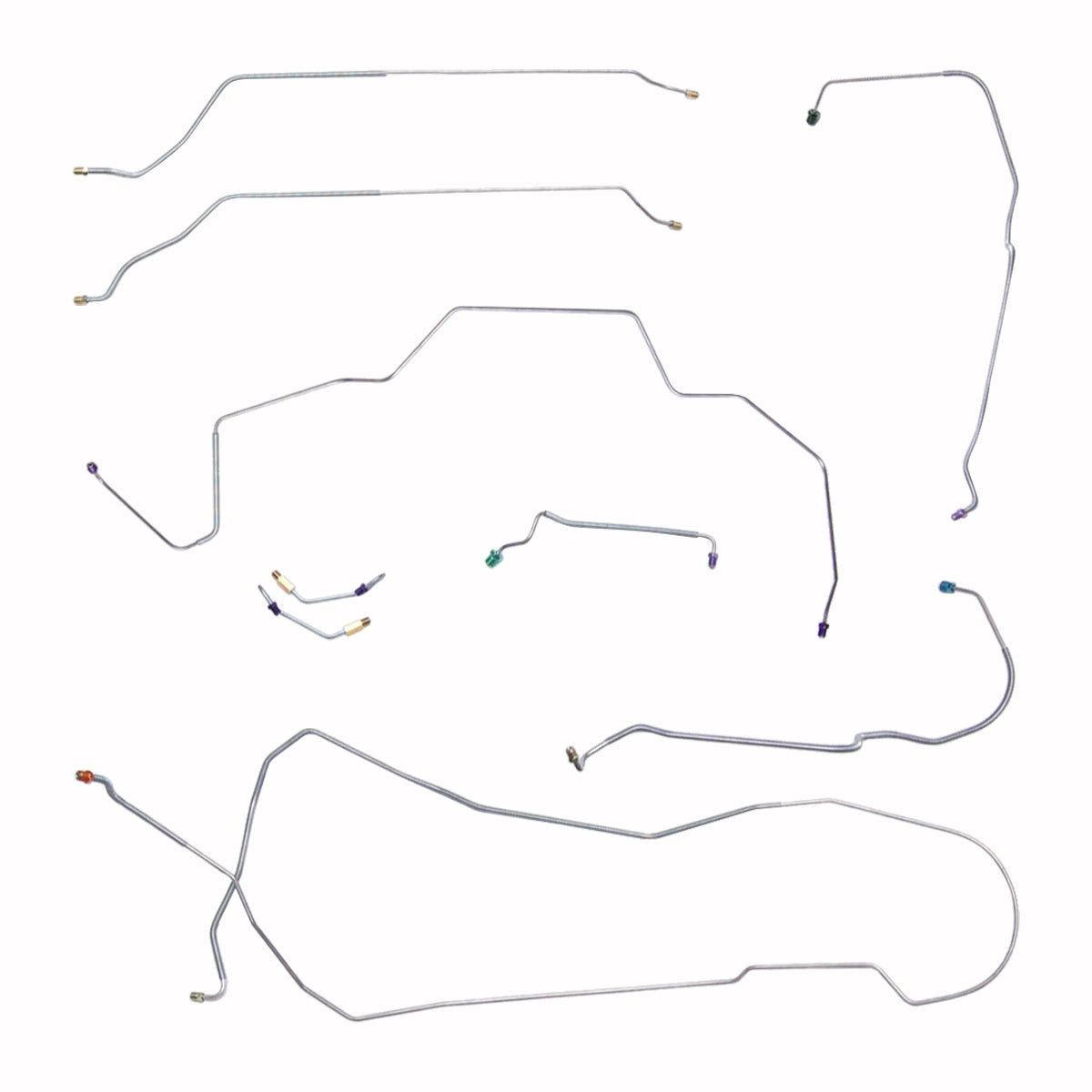 1968 Chevrolet Chevelle/Malibu Non-SS (Only) Hardtop Power Drum Brake Line Kit 7pc, Stainless