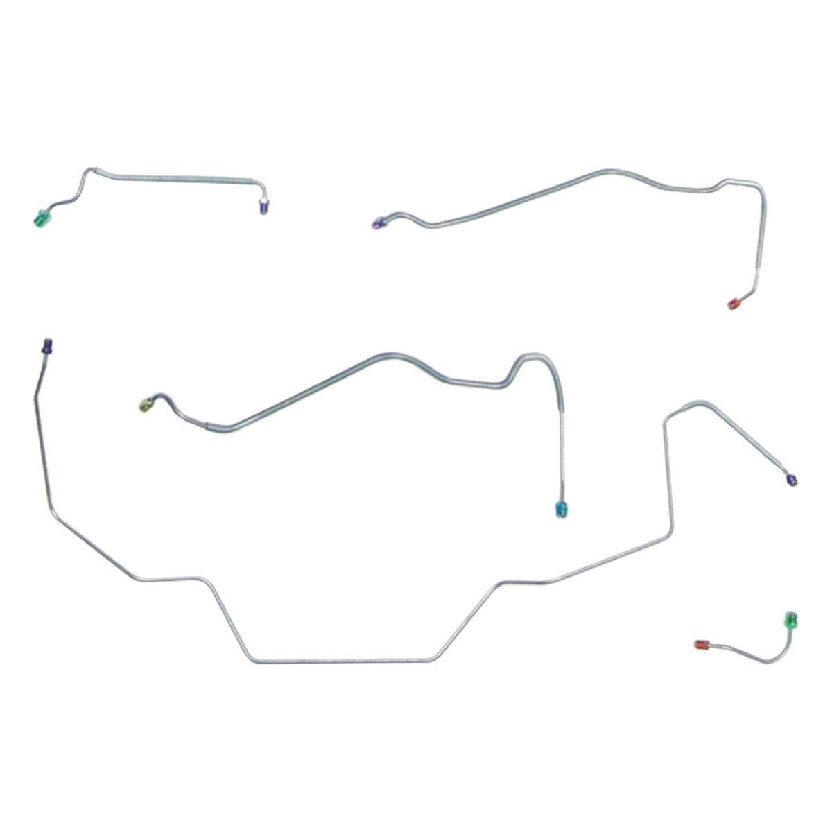 1968 Chevrolet Chevelle Malibu El Camino (Non-SS) Power Disc Front Brake Line Kit 5pc, Stainless