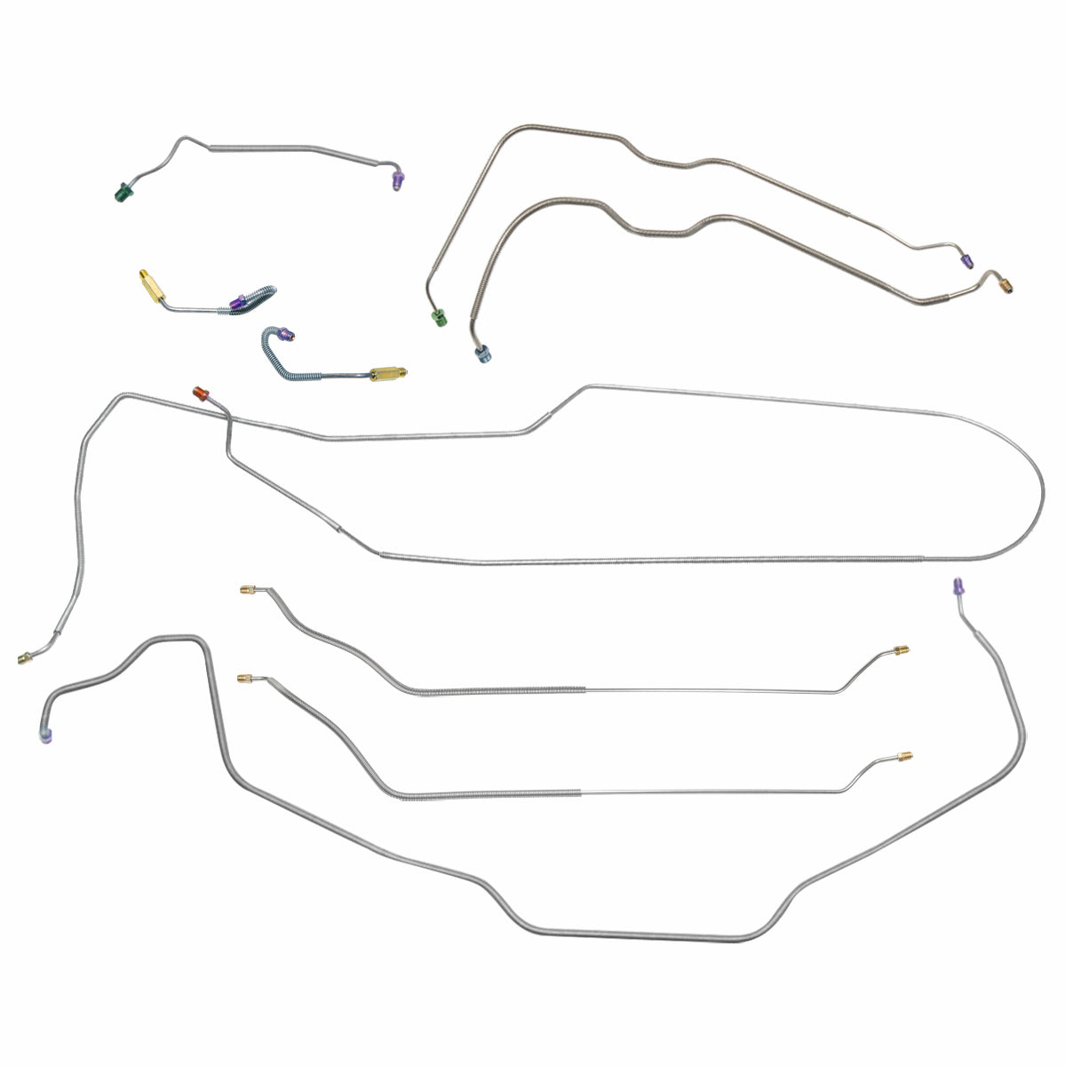 1969 Chevrolet Chevelle/Malibu/SS Convertible Power Drum Brake Line Kit w/Wheel Lines 9pc, Stainless