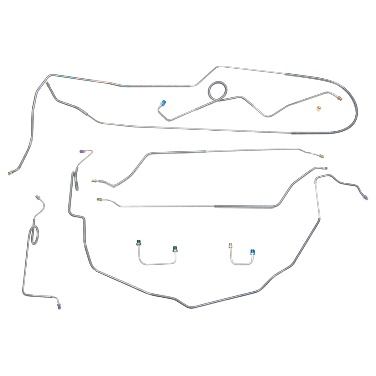 1969-72 Chevrolet Chevelle/Malibu/SS Convertible (Conversion Kit Upgrade) Power Disc Brake Conversion Line Kit 8pc, Stainless