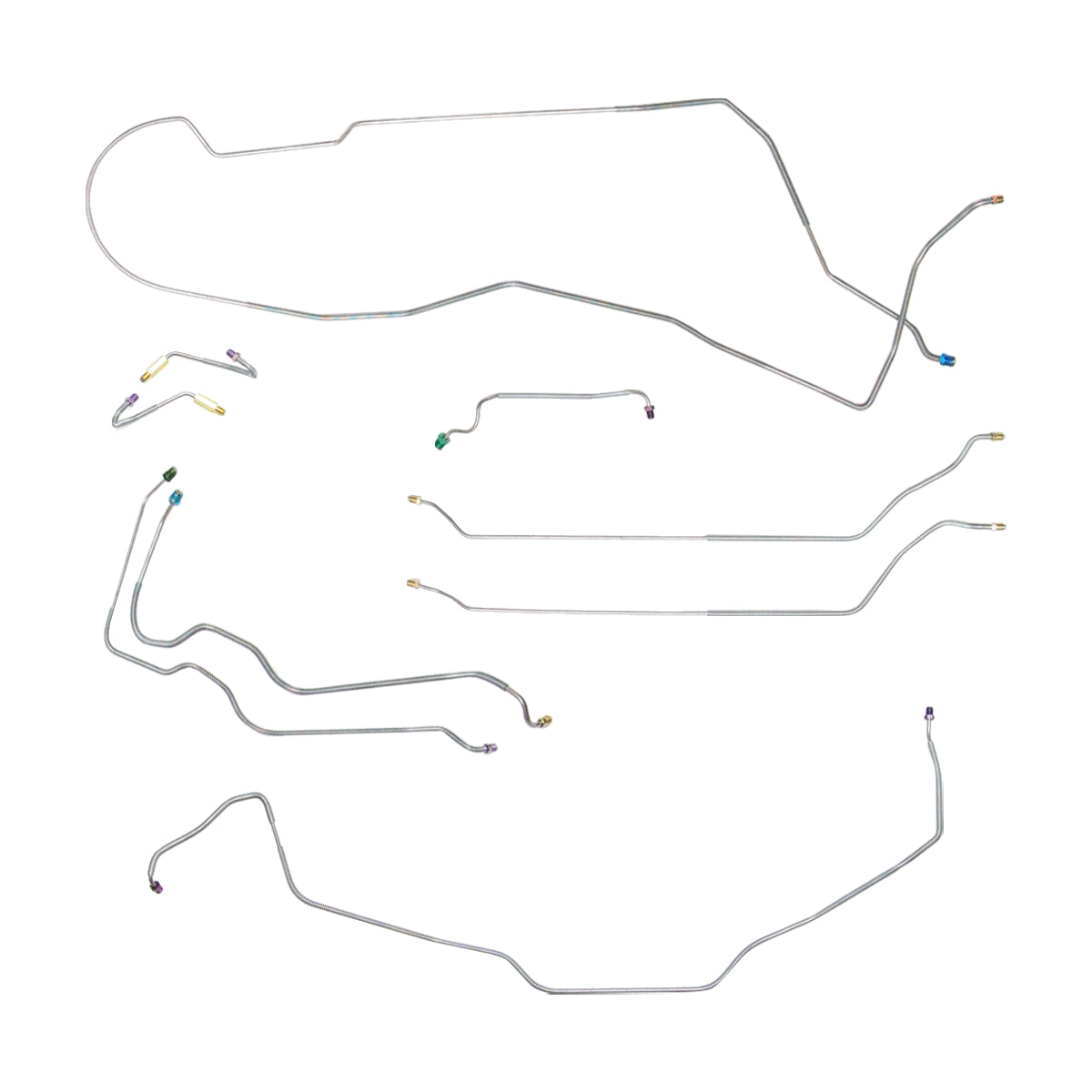 1971-72 Chevrolet Chevelle/Malibu/SS Hardtop Power Drum Brake Line Kit w/Wheel Lines 9pc, Stainless