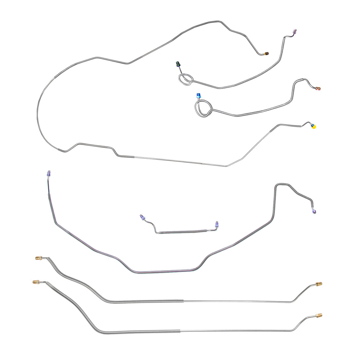 1971-72 Chevrolet Chevelle/Malibu/SS Hardtop Manual Disc Brake Line Kit 7pc, Stainless