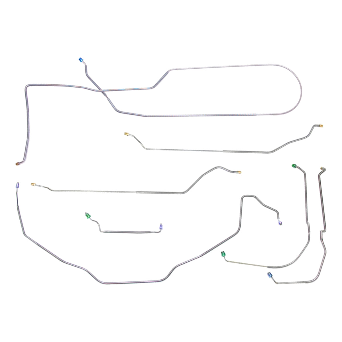 1971-72 Chevrolet Chevelle Malibu, Convertible, Power Disc Complete Brake Line Kit, 7pc, Stainless