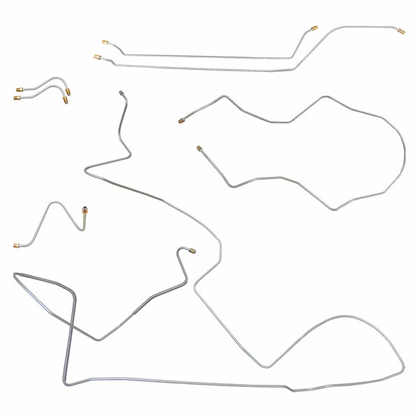 1966 Chevrolet Chevy II/Nova/SS L79 Manual Drum V8 Dual Exhaust Brake Line Kit 7pc, Stainless