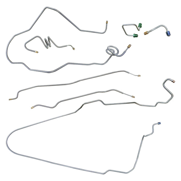 1975-76 Chevrolet Nova SS Complete Manual Disc Brake Line Kit 7pc, Stainless