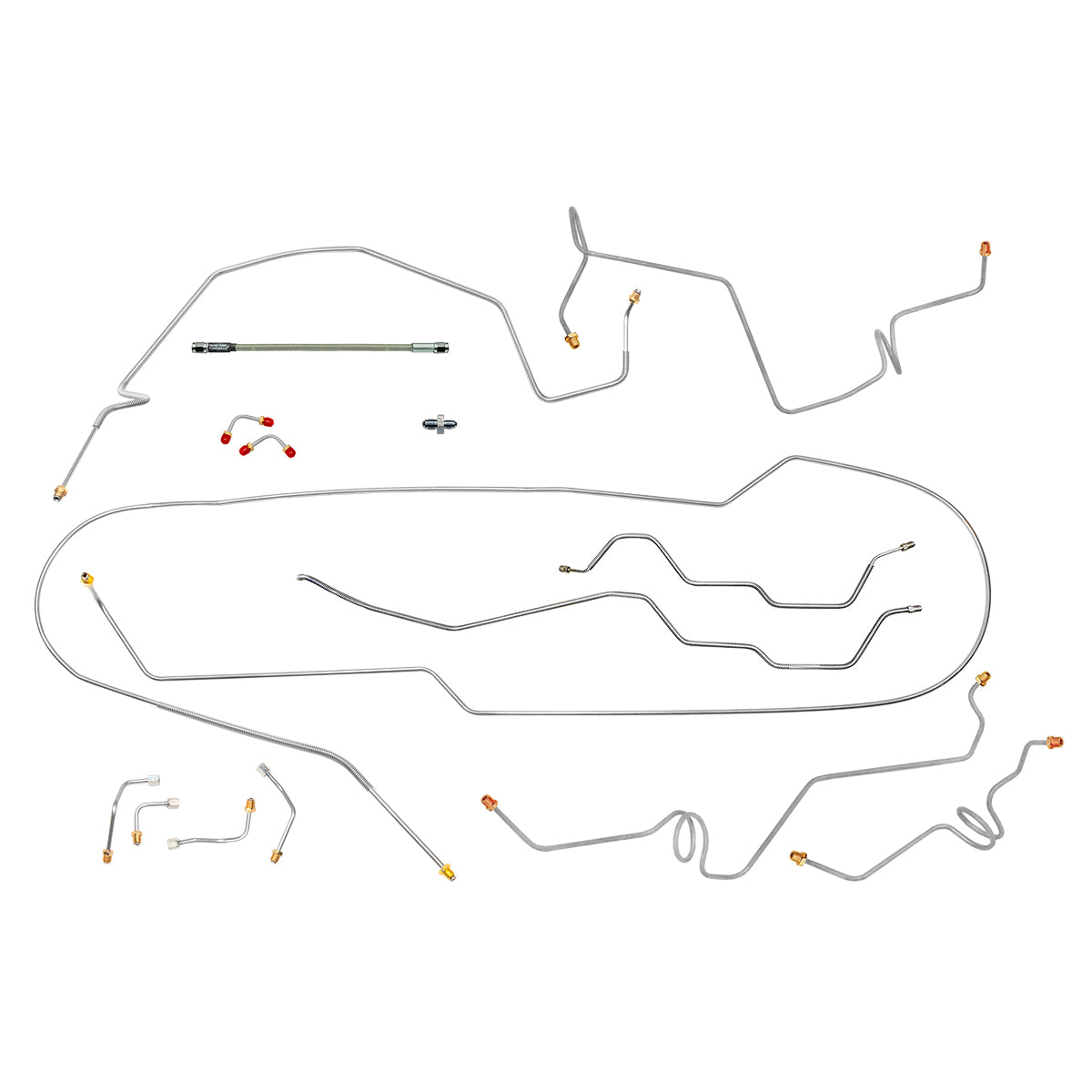 2000-05 Chevrolet GMC S10 Sonoma 2WD Ext. Cab Short Bed Rear Drum Complete Brake Line Kit 11pc, Stainless