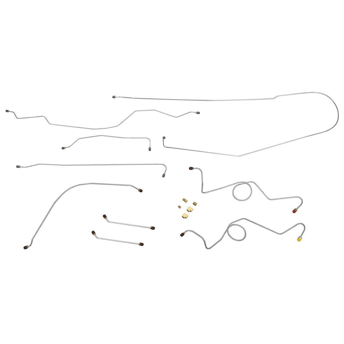 1963-64 Chevrolet GMC Truck 2WD 1/2-Ton Std. Cab Longbed Dual M/C Power Drum Complete Brake Line Kit 10pc, Stainless