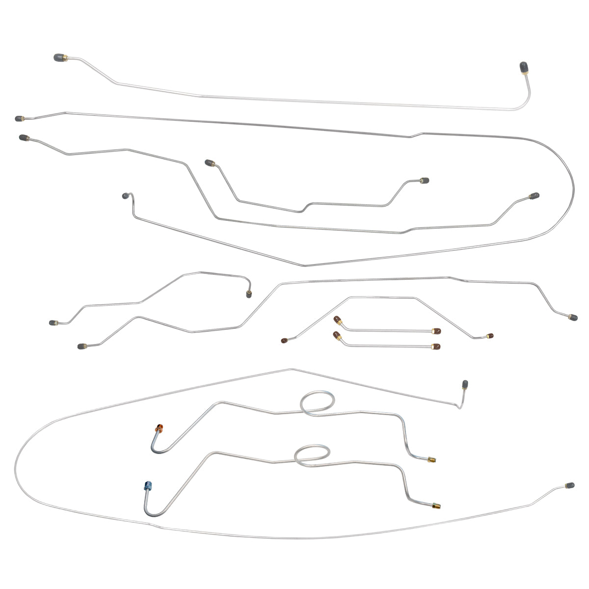 1965 Chevrolet GMC Truck 1/2-Ton Std. Cab Shortbed Dual M/C Conversion Manual Drum Brake Line Kit 9pc, Stainless