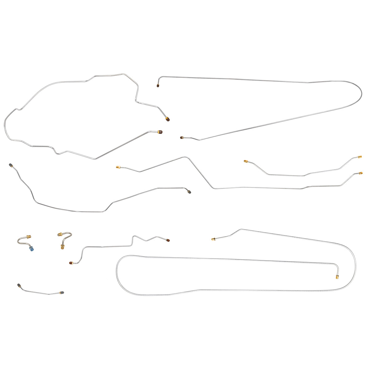 1967 Chevrolet GMC Truck 2WD 1/2 Ton Long Bed Coil Rear Complete Manual Drum Brake Line Kit 9pc, Stainless