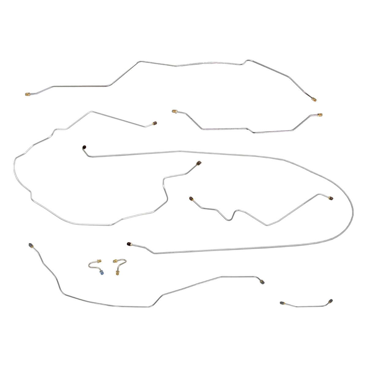 1967 Chevrolet GMC Truck 2wd Complete Power Drum Brake Line Kit 9pc, 3/4 ton, Leaf Rear, Short Bed, Stainless