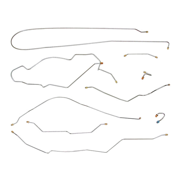 1968-69 Chevrolet GMC Truck 2wd Complete Manual Drum Brake Line Kit 9pc, 1/2 ton, Leaf Rear, Longbed, Stainless