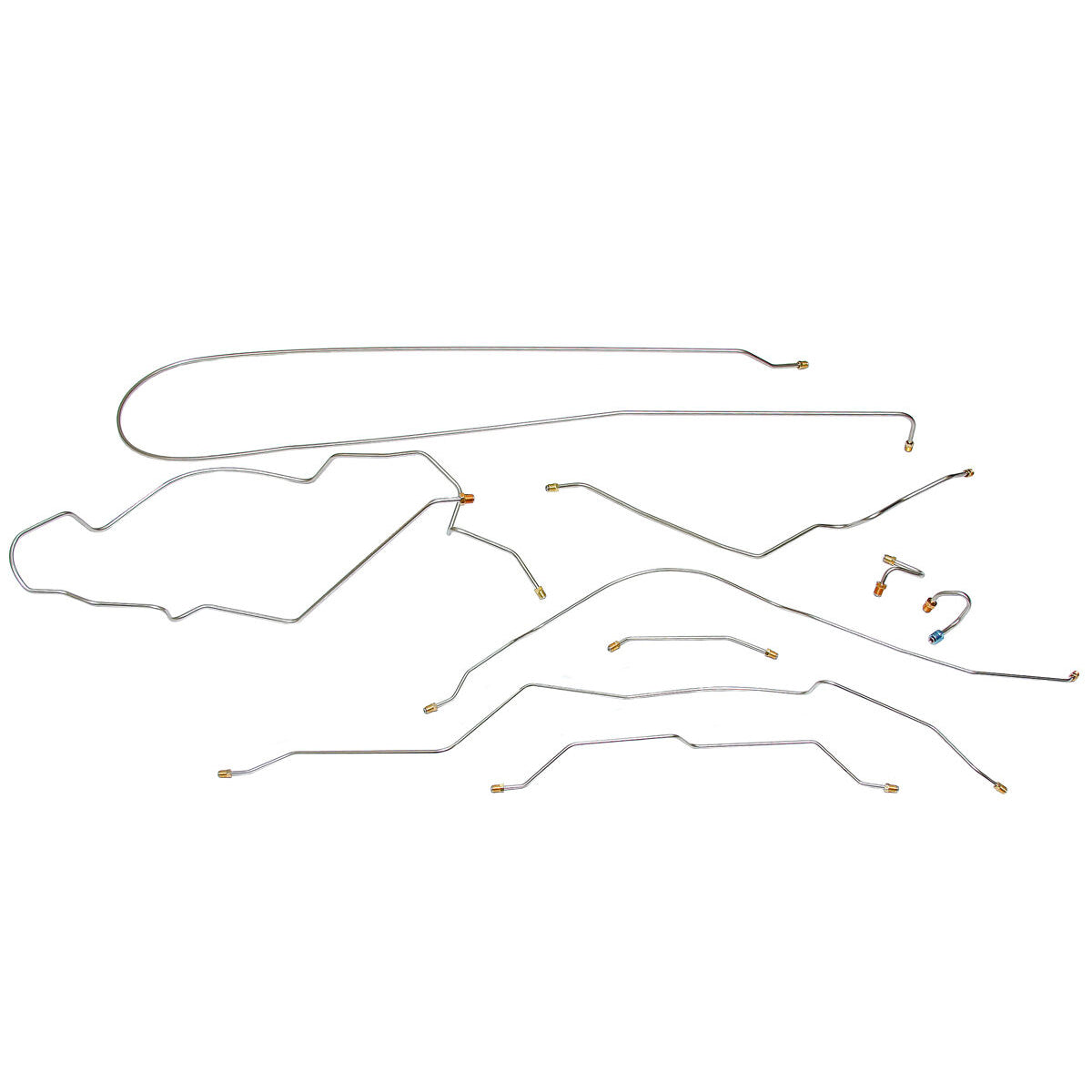 1968-69 Chevrolet GMC Truck 2WD 1/2-Ton Long Bed Coil Rear Complete Power Drum Brake Line Kit 9pc Stainless