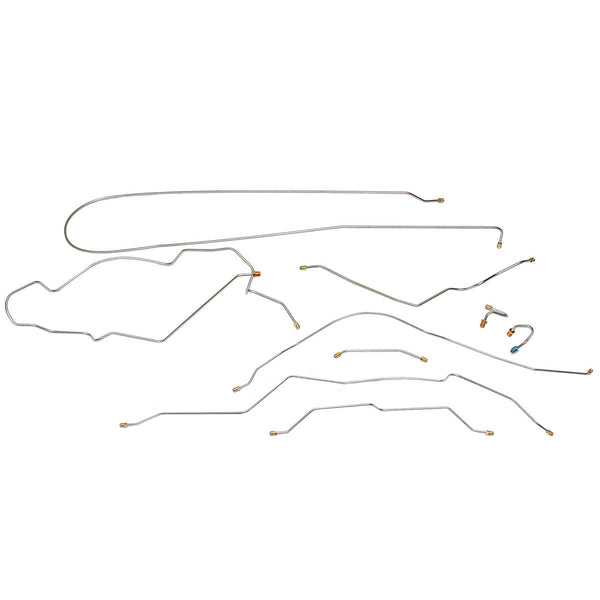 1968-69 Chevrolet GMC Truck 2WD 1/2-Ton Long Bed Coil Rear Complete Power Drum Brake Line Kit 9pc Stainless