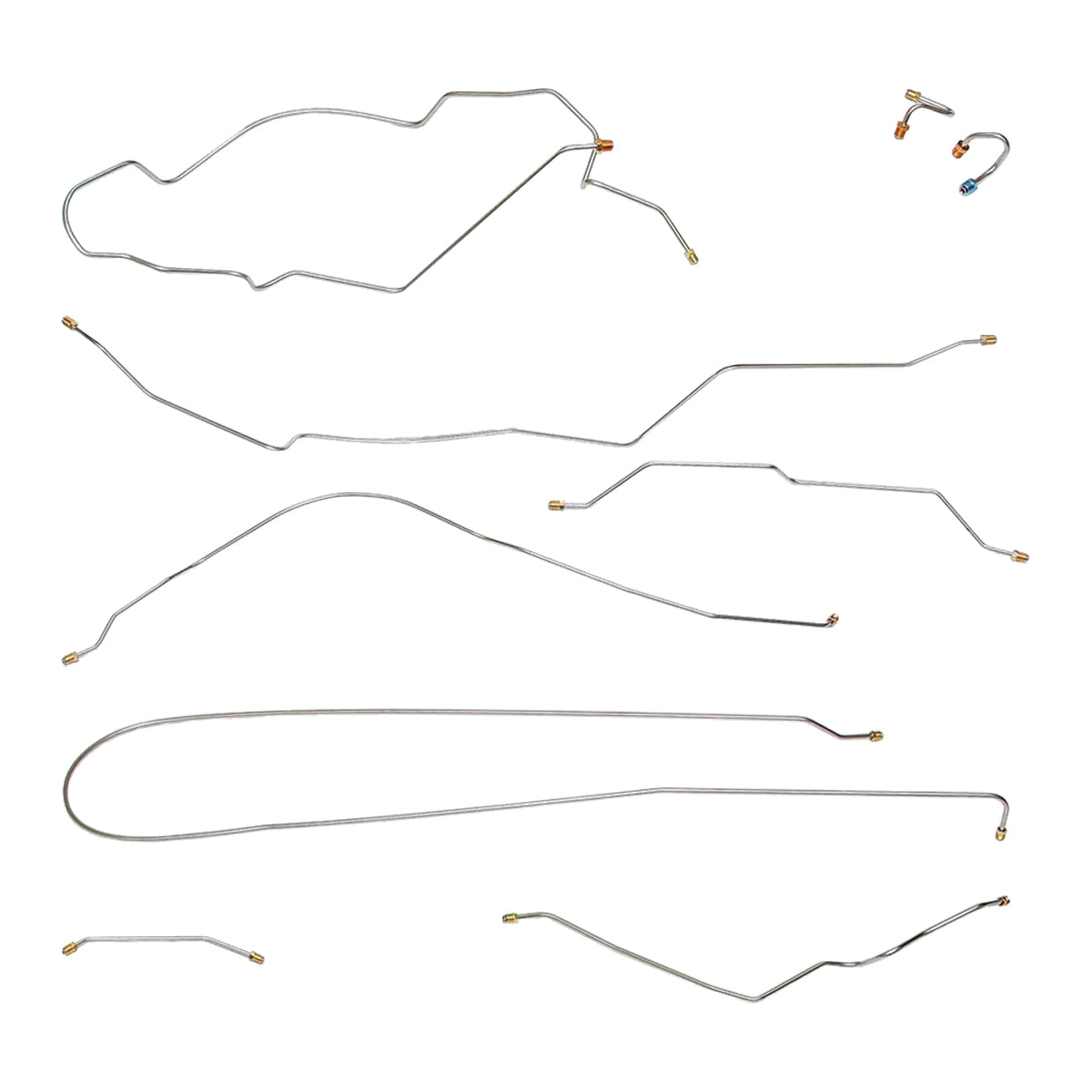 1968-69 Chevrolet/GMC Truck 2WD 1/2-Ton w/Leaf Rear Longbed Complete Power Drum Brake Line Kit 9pc, Stainless
