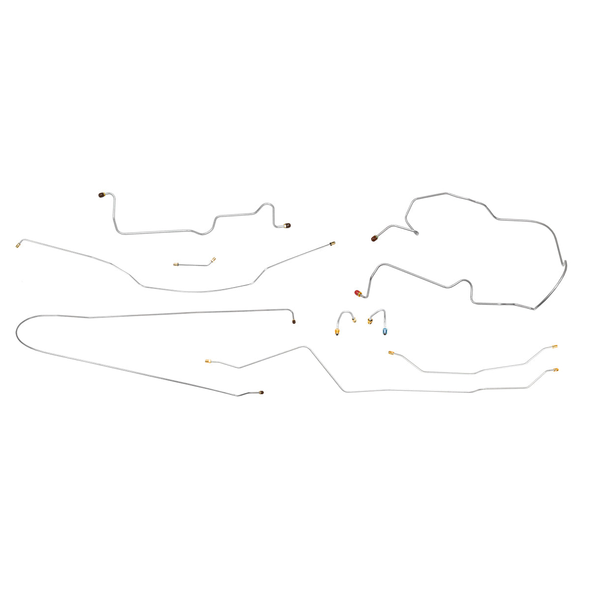 1970 Chevrolet GMC Truck 2WD 1/2-Ton Std. Cab Short Bed Coil Rear Manual Drum Brake Line Kit 9pc, Stainless