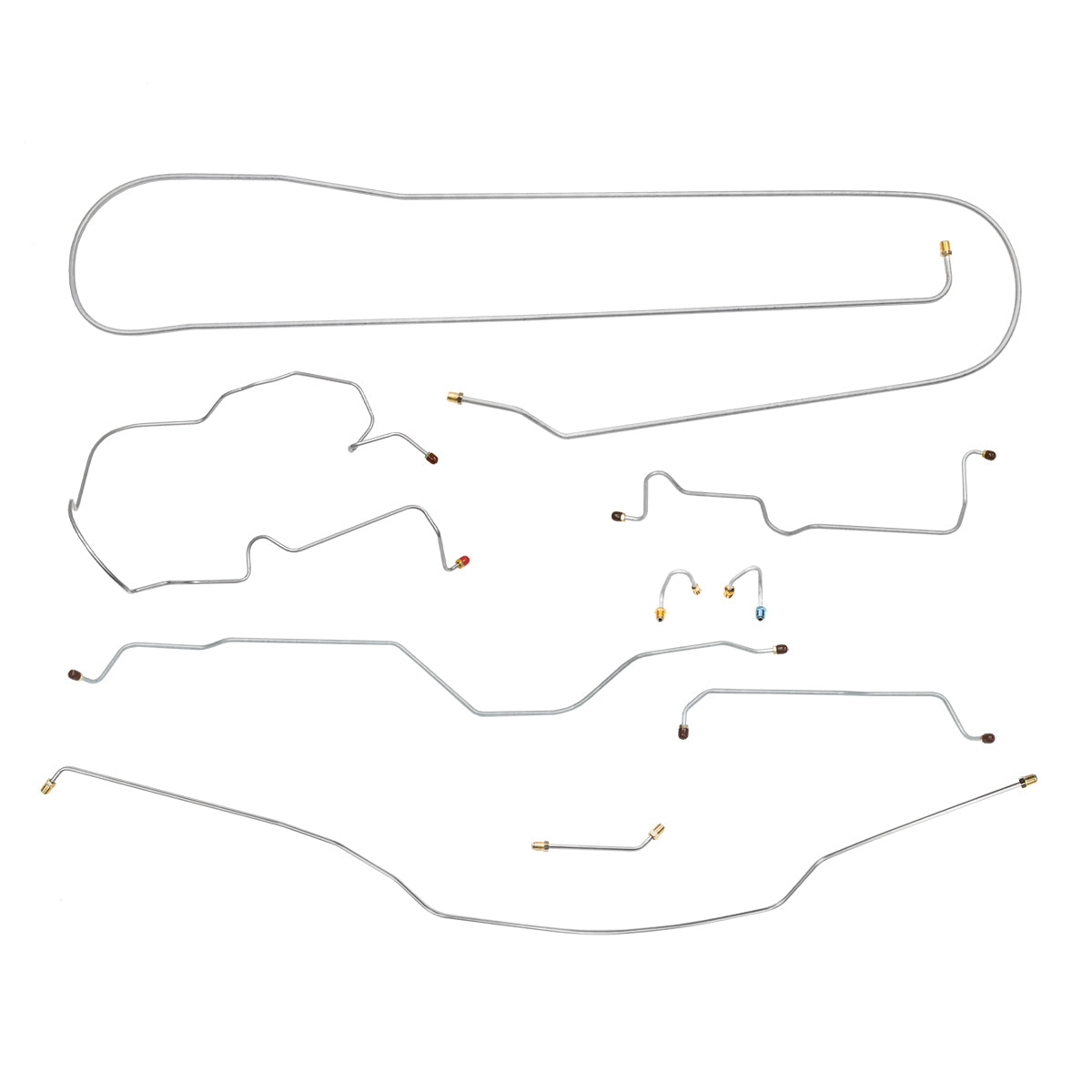 1970 Chevrolet GMC Truck 2wd Complete Manual Drum Brake Line Kit 9pc, 3/4 ton, Coil Rear, Long Bed, Stainless
