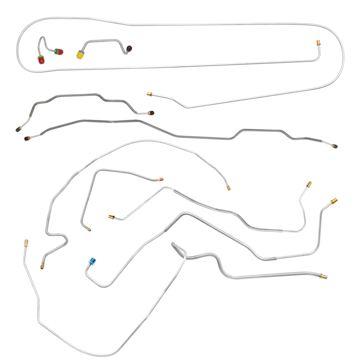 1971 Chevrolet GMC Truck 2wd Complete Power Disc Brake Line Kit 10pc, 3/4 ton, Coil Rear, Longbed, Stainless