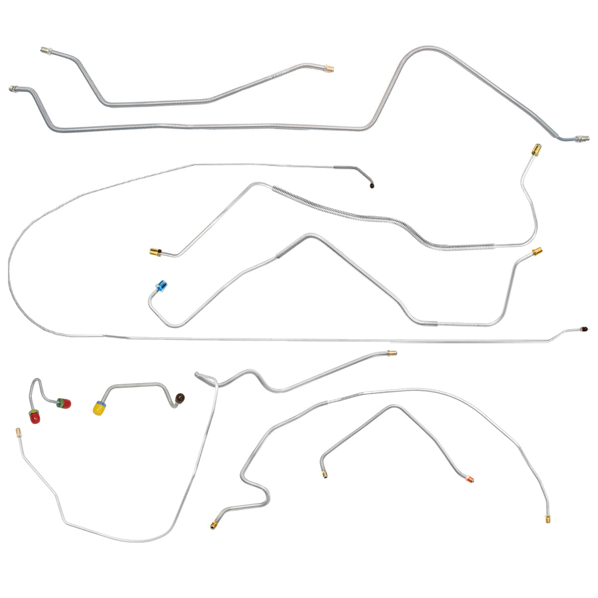 1971 Chevrolet/GMC Longhorn/Custom Camper 2WD 3/4-Ton w/Leaf Rear Power Disc Brake Line Kit 10pc, Stainless