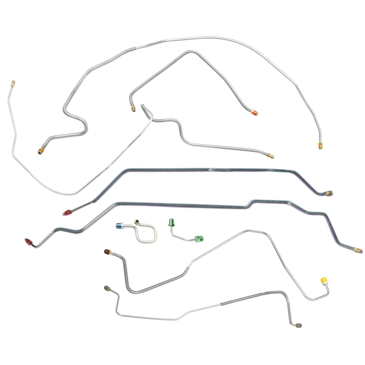 1972 Chevrolet GMC Truck 2WD 1/2-Ton Short Bed Leaf Rear Complete Manual Disc Brake Line Kit 11pc, Stainless