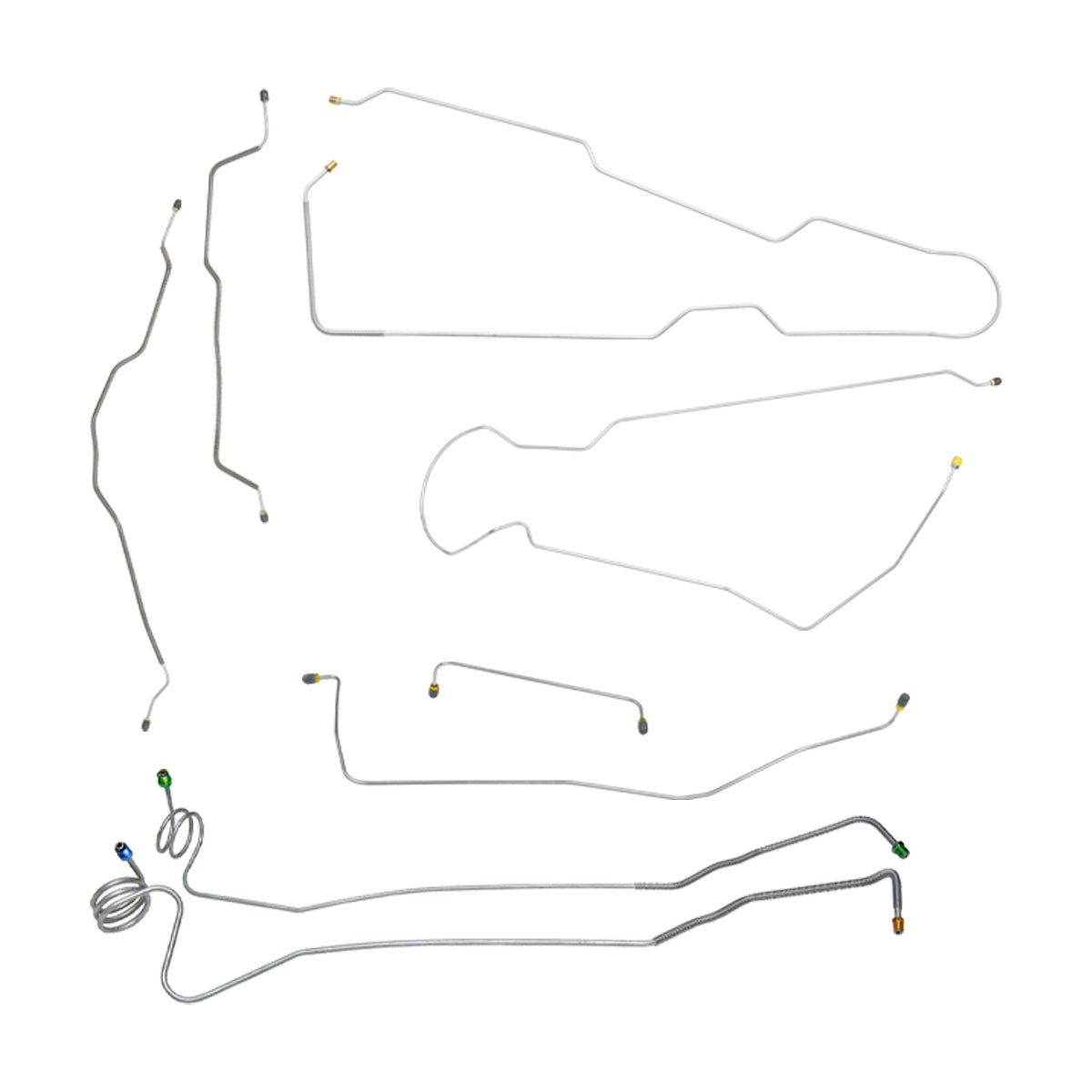 1973-80 Chevrolet GMC Truck 2wd Complete Power Disc Brake Line Kit 8pc, 3/4 ton, Short Bed, Stainless