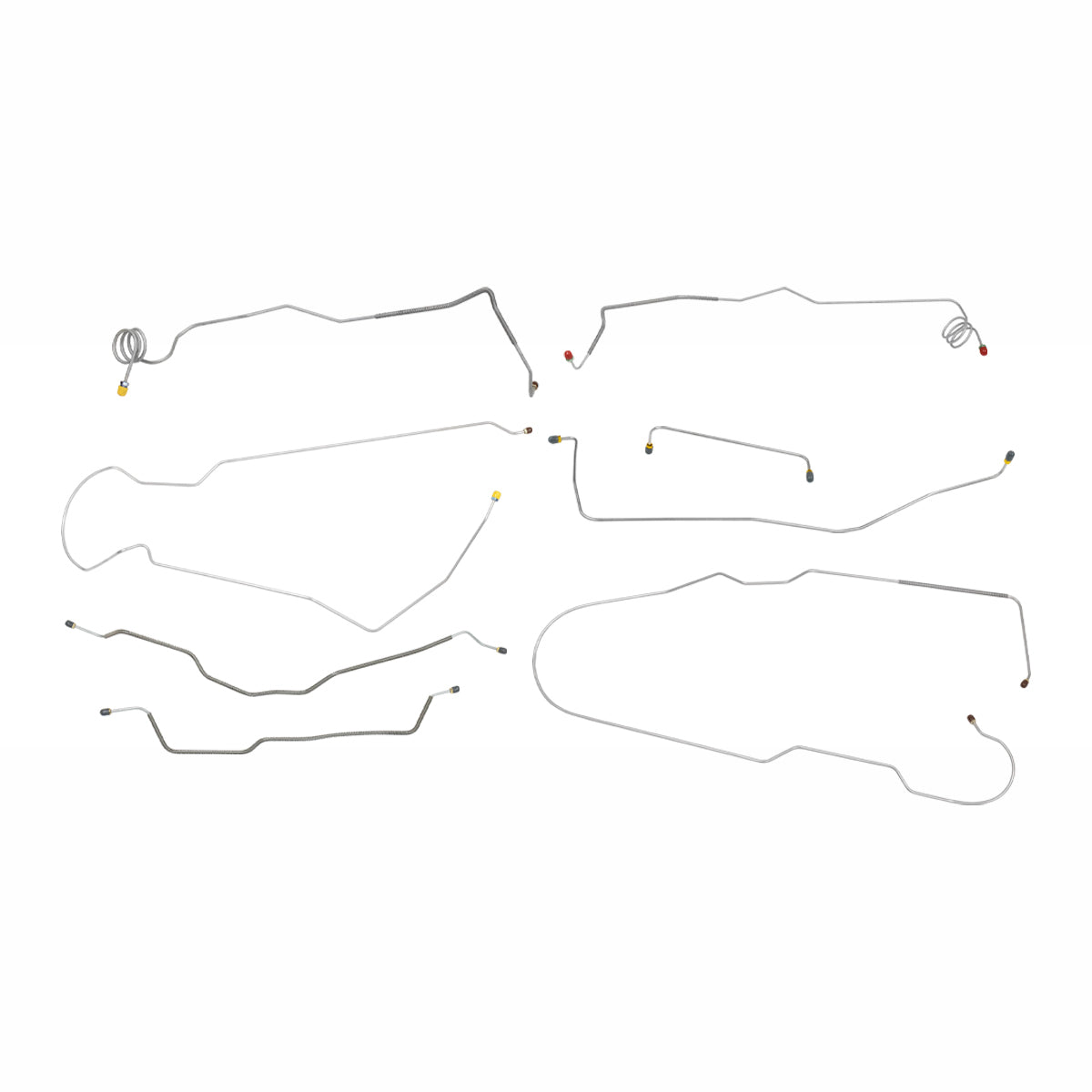 1973-80 Chevrolet GMC Truck 2wd Complete Manual Disc Brake Line Kit 8pc, 3/4 ton, Long Bed, Stainless