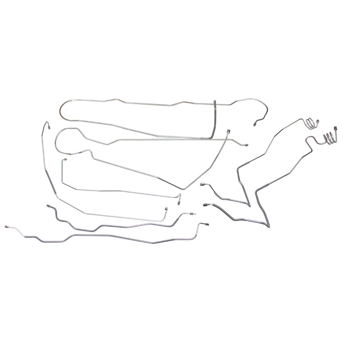 1973-80 Chevrolet GMC Truck 4WD 1/2-Ton Std. Cab Shortbed Power Disc Complete Brake Line Kit, 8pc, Stainless