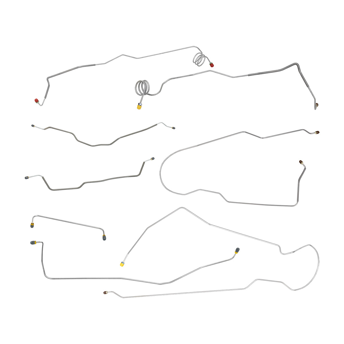1973-80 Chevrolet GMC Suburban 2wd Complete Manual Disc Brake Line Kit 8pc, 3/4 ton, Stainless