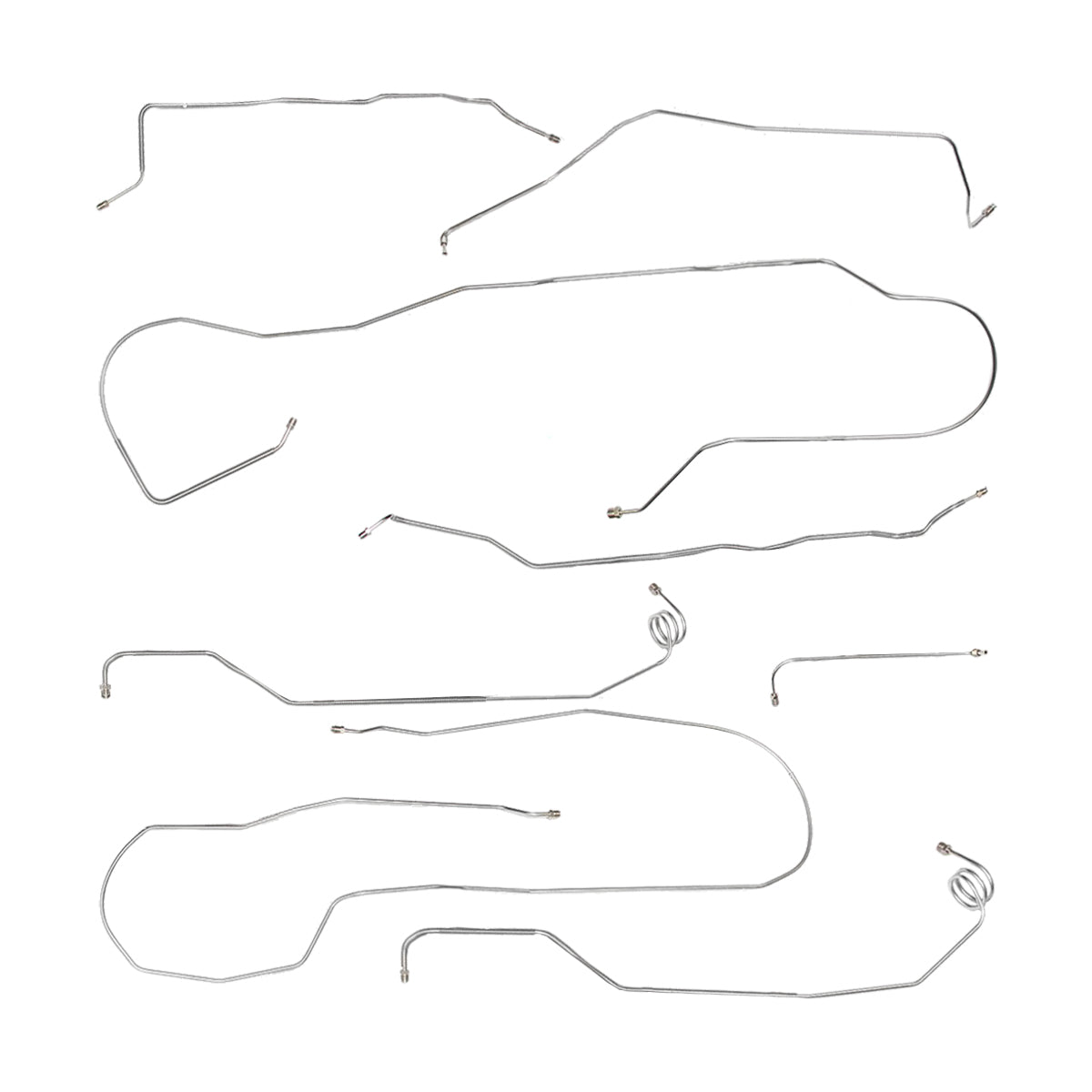 1981-87 Chevrolet GMC Truck 2wd Complete Power Disc Brake Line Kit 8pc, 3/4 ton, Long Bed, w/Load Valve, Stainless