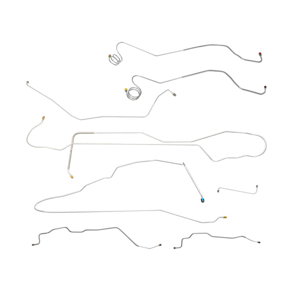 1981-87 Chevrolet GMC Truck 2wd Complete Manual Disc Brake Line Kit 8pc, 3/4 ton, Long bed, w/o Load Valve, Stainless