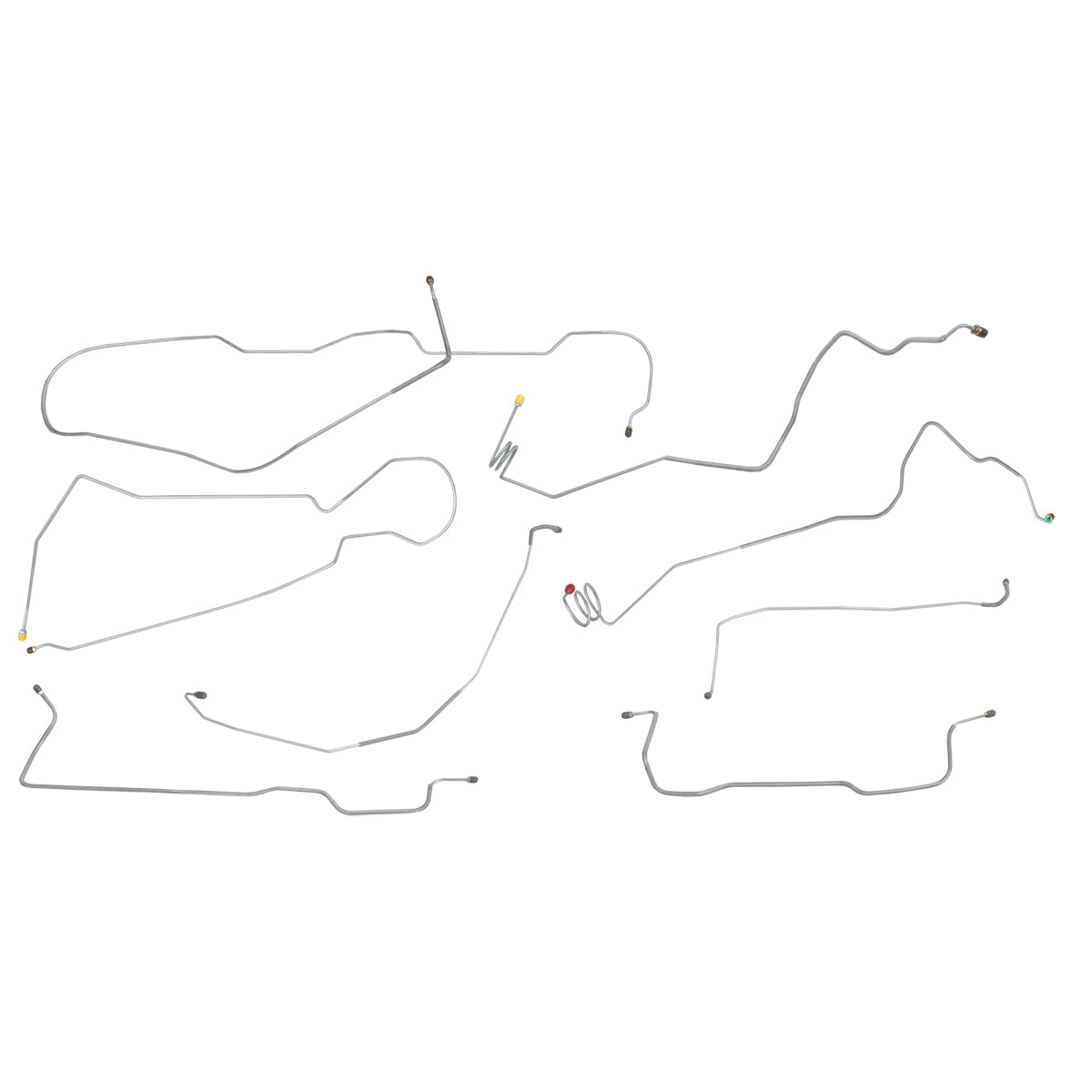 1981-87 Chevrolet GMC Truck 4WD 1-Ton Std. Cab Longbed Single Rear Wheels w/o Load Valve Power Disc Complete Brake Line Kit 8pc, Stainless