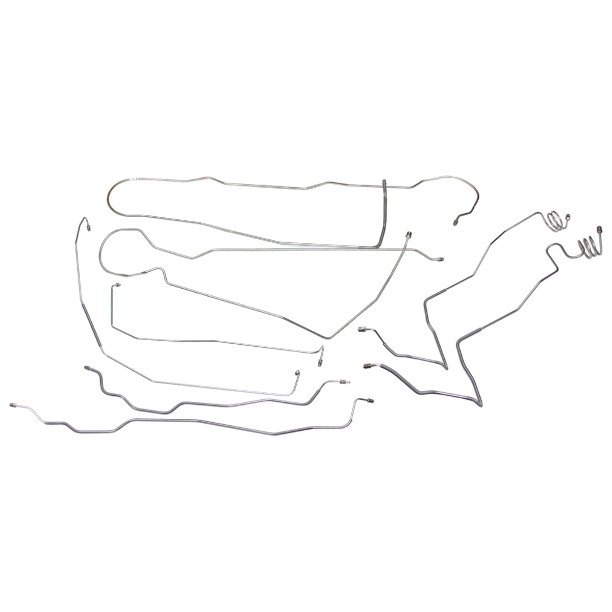 1981-87 Chevrolet GMC Truck 4WD 3/4-Ton Longbed w/o Load Valve Power Disc Brake Line Kit 8pc, Stainless