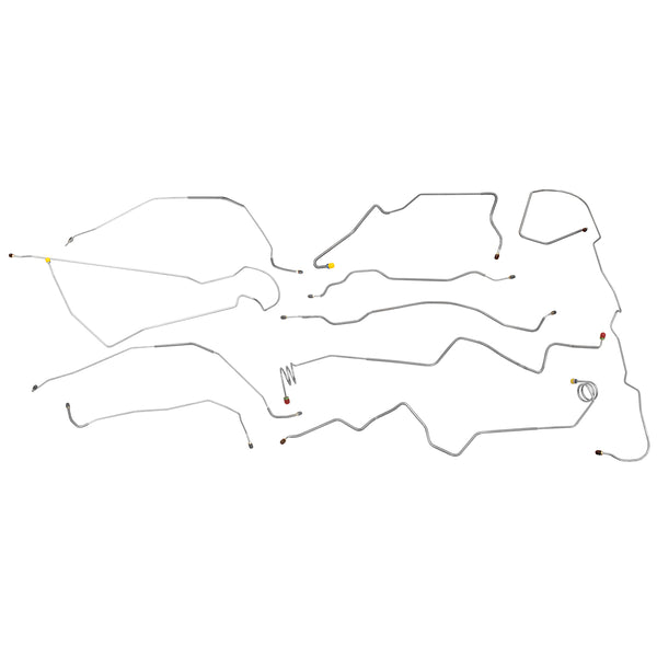 1981-87 Chevrolet GMC Truck 4WD 3/4-Ton Std. Cab Longbed (w/Load Valve) Power Disc Brake Line Kit 9pc, Stainless