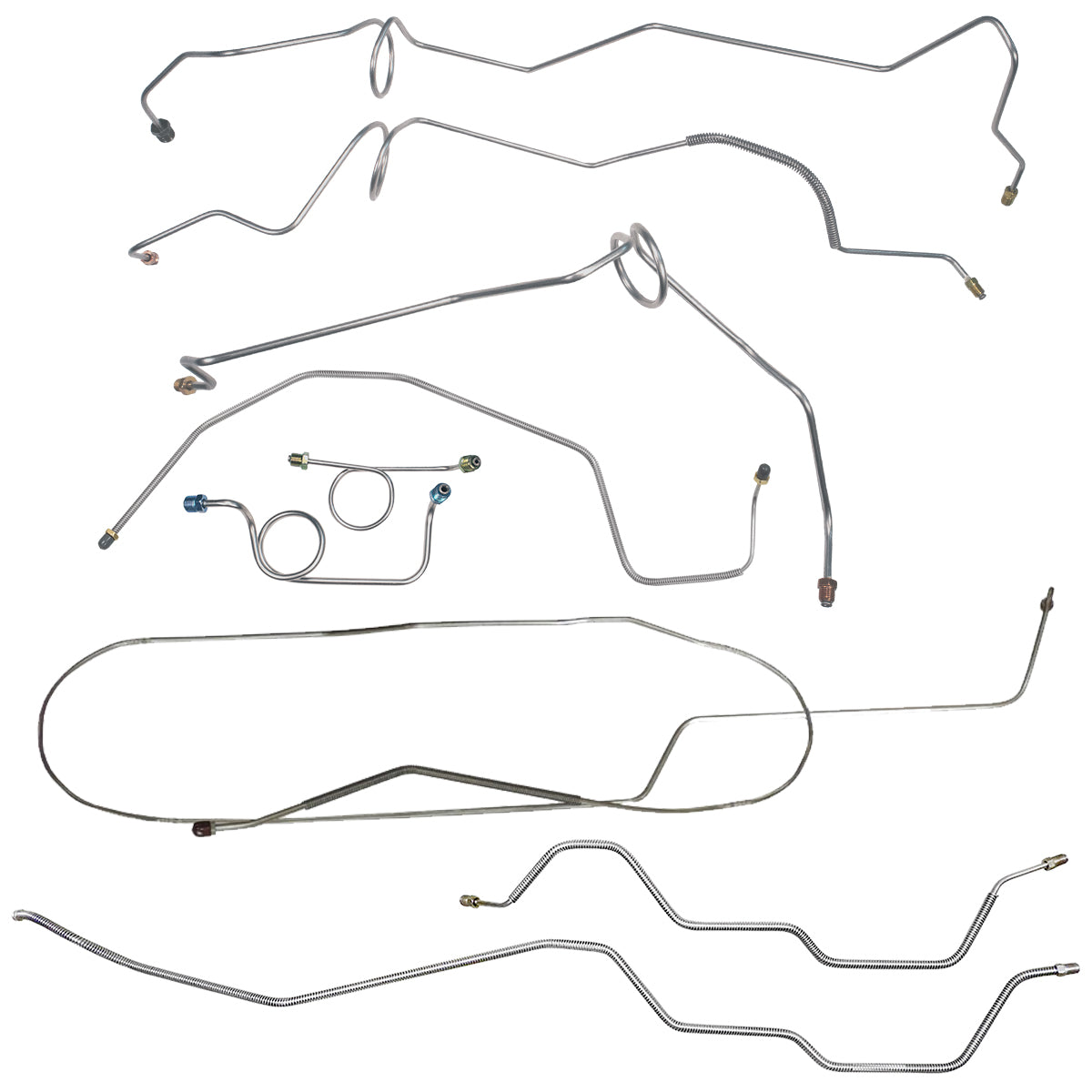 Late 1996-97 Chevrolet/GMC S10/Sonoma 2WD Std. Cab Longbed (Side of ABS) Power Disc Brake Line Kit 9pc, Stainless