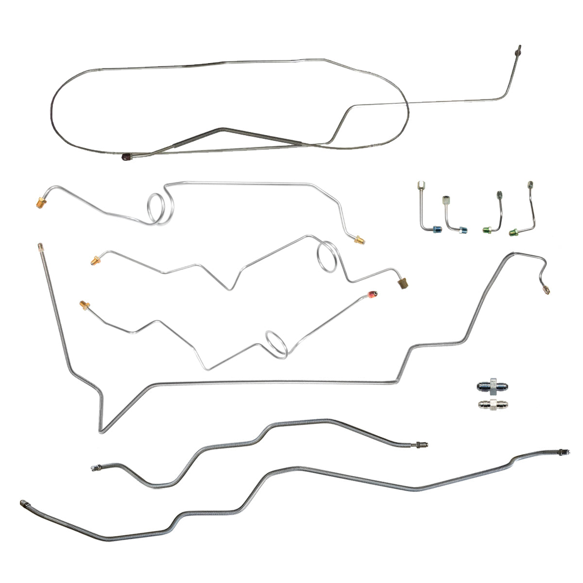 1998-99 Chevrolet/GMC S10/Sonoma 4WD Std. Cab Longbed w/Rear Drum Complete Brake Line Kit 11pc, Stainless