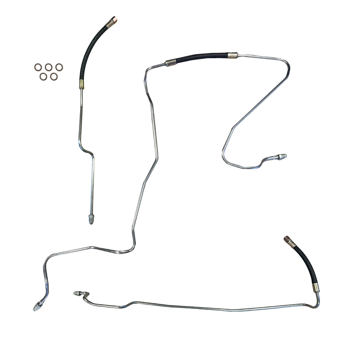 1989-93 Chevrolet/GMC S10/S15 4WD 4.3L V6 FI Ext. Cab Shortbed 3/8" Main Fuel Lines 3pc, Stainless