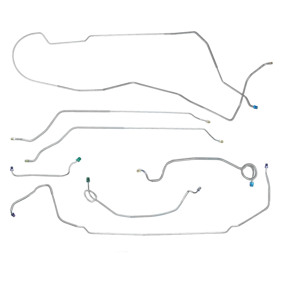 1965 Chevrolet Corvair 500/700/900 Monza Manual Drum Brake Line Kit 8pc, Stainless