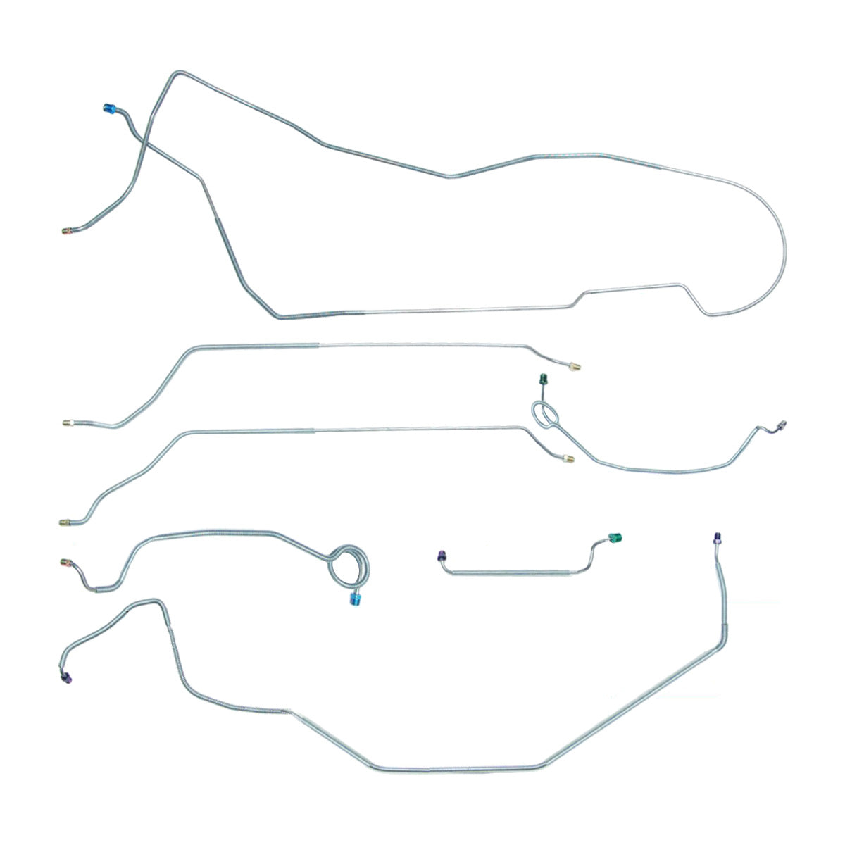 1971-73 Chevrolet Vega Manual Disc Brake Line Kit 7pc, Stainless
