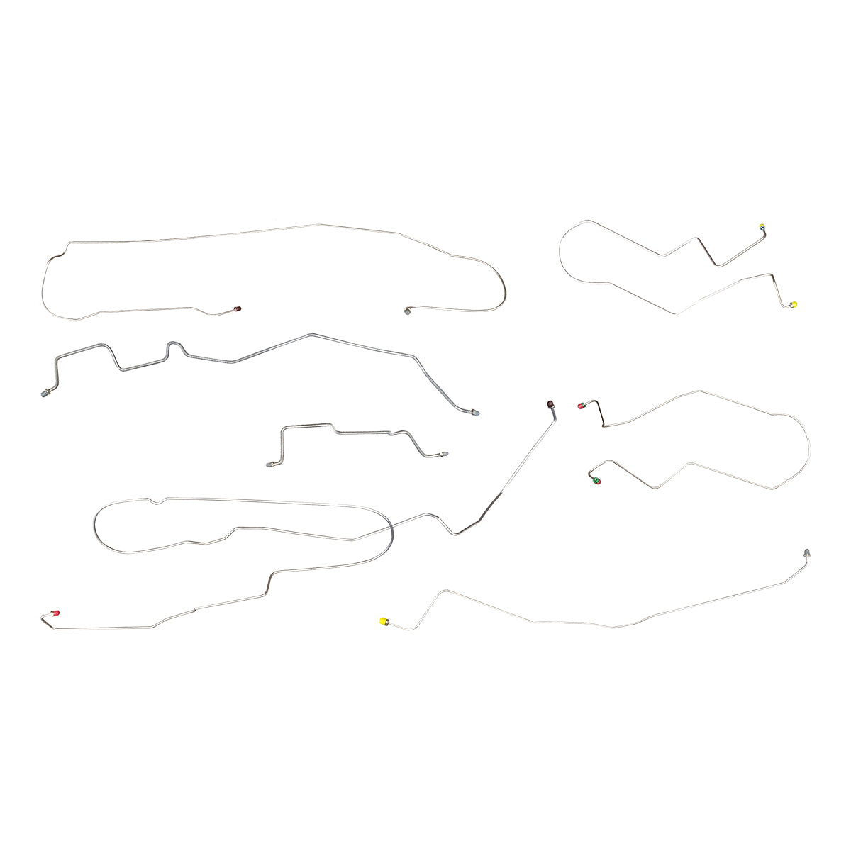 1996-02 Chevrolet GMC Express Savana 2500 3500 5.7L Front Disc/Rear Drum Complete Brake Line Kit 7pc, Stainless