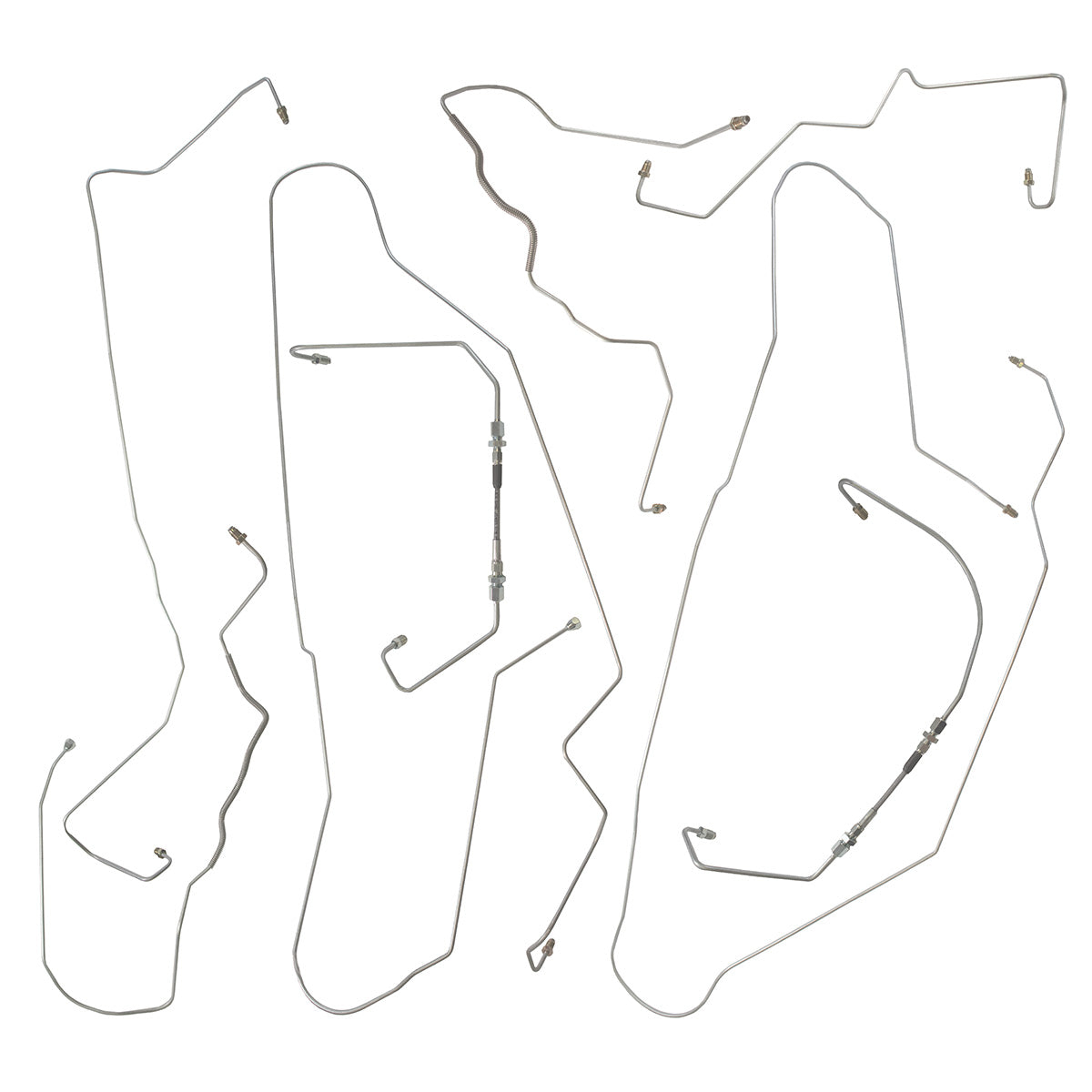 2001-04 Chevrolet Corvette LS1 Four-Wheel Disc w/Front-Mount ABS Complete Brake Line Kit 8pc, Stainless