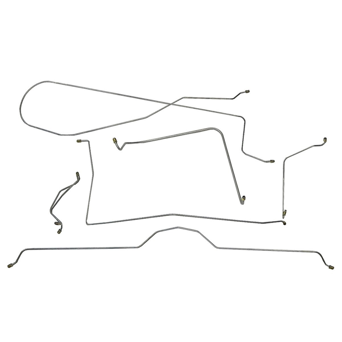 1963-64 Chevrolet Corvette Manual Drum Complete Brake Line Kit 8pc, Stainless