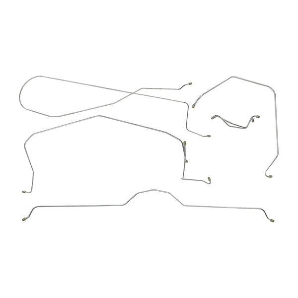 1963-64 Chevrolet Corvette Power Drum Complete Brake Line Kit 8pc, Stainless