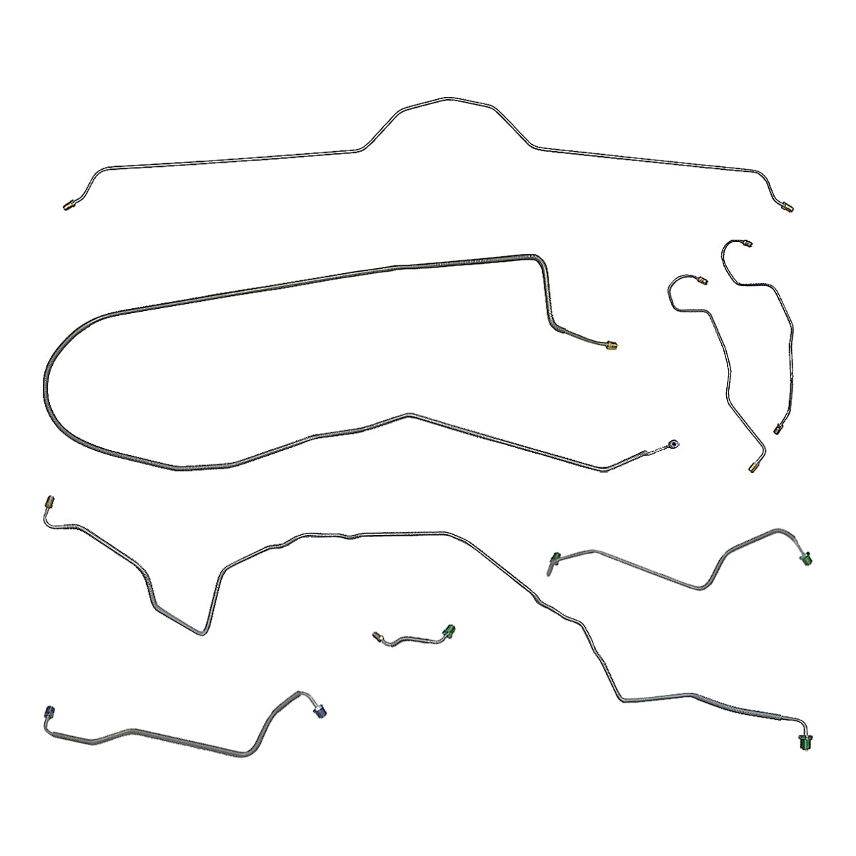 1970-73 Chevrolet Corvette Manual Brake Complete Brake Line Kit 8pc, Stainless