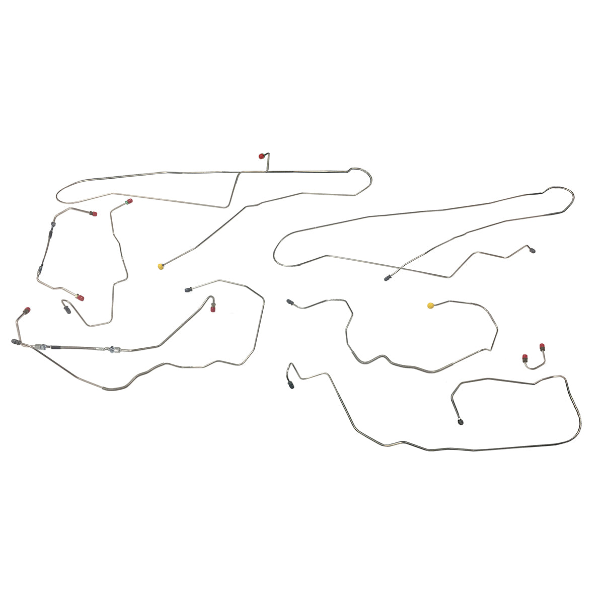 1998(Late)-00 Chevrolet Corvette LS1 Four-Wheel Disc w/ Front Mounted ABS Complete Brake Line Kit 12pc, Stainless