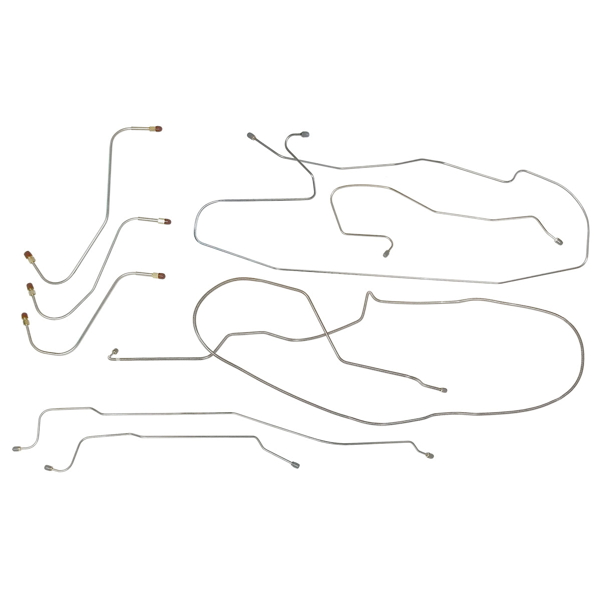 1965-66 Mopar C-Body 121" WB Manual Drum Complete Brake Line Kit, 6pc, Stainless