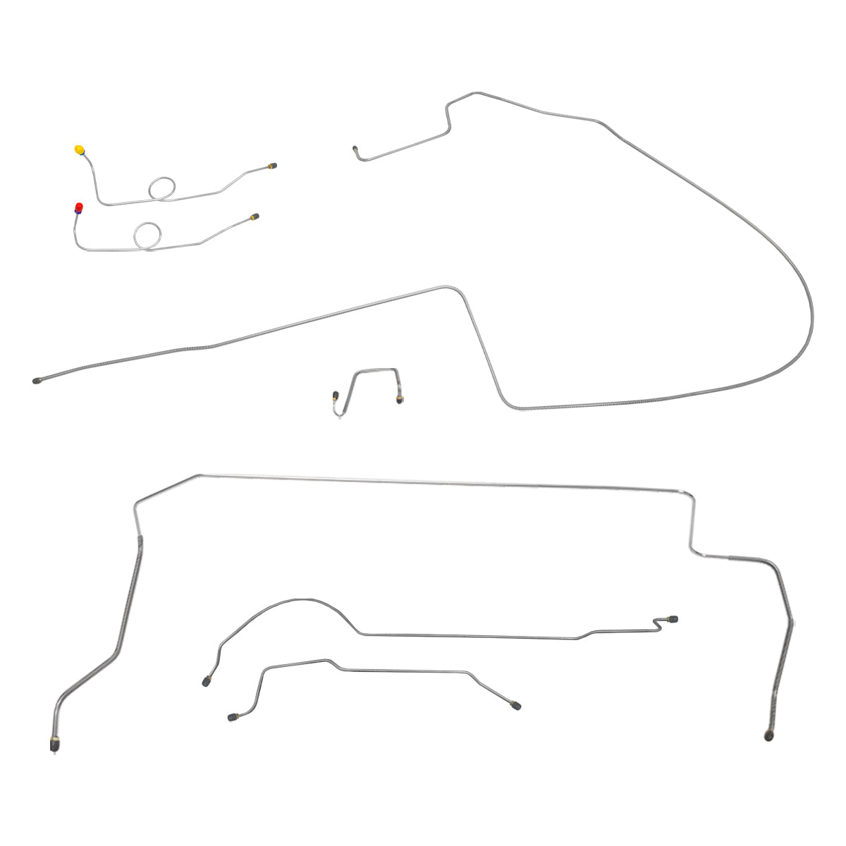 1966 Dodge B-Body Hump Right Front, 8 3/4 Rear Dual M/C Conversion Brake Line Kit 7pc, Stainless