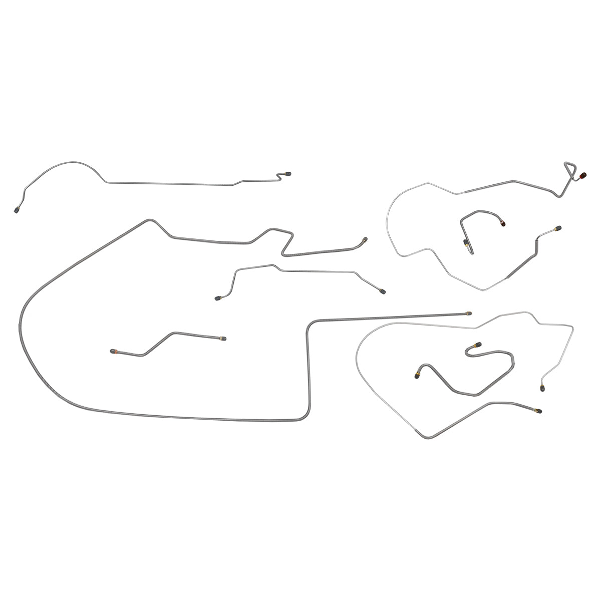 1968-69 Dodge Coronet Charger Left Port M/C, One-Piece F to R, 8 3/4 Rear Manual Disc Brake Line Kit 8pc, Stainless