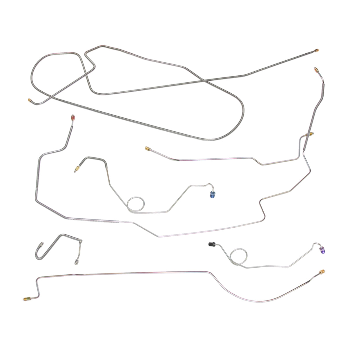 1972 Dodge Charger Complete Manual Drum Brake Line Kit 7pc, Stainless