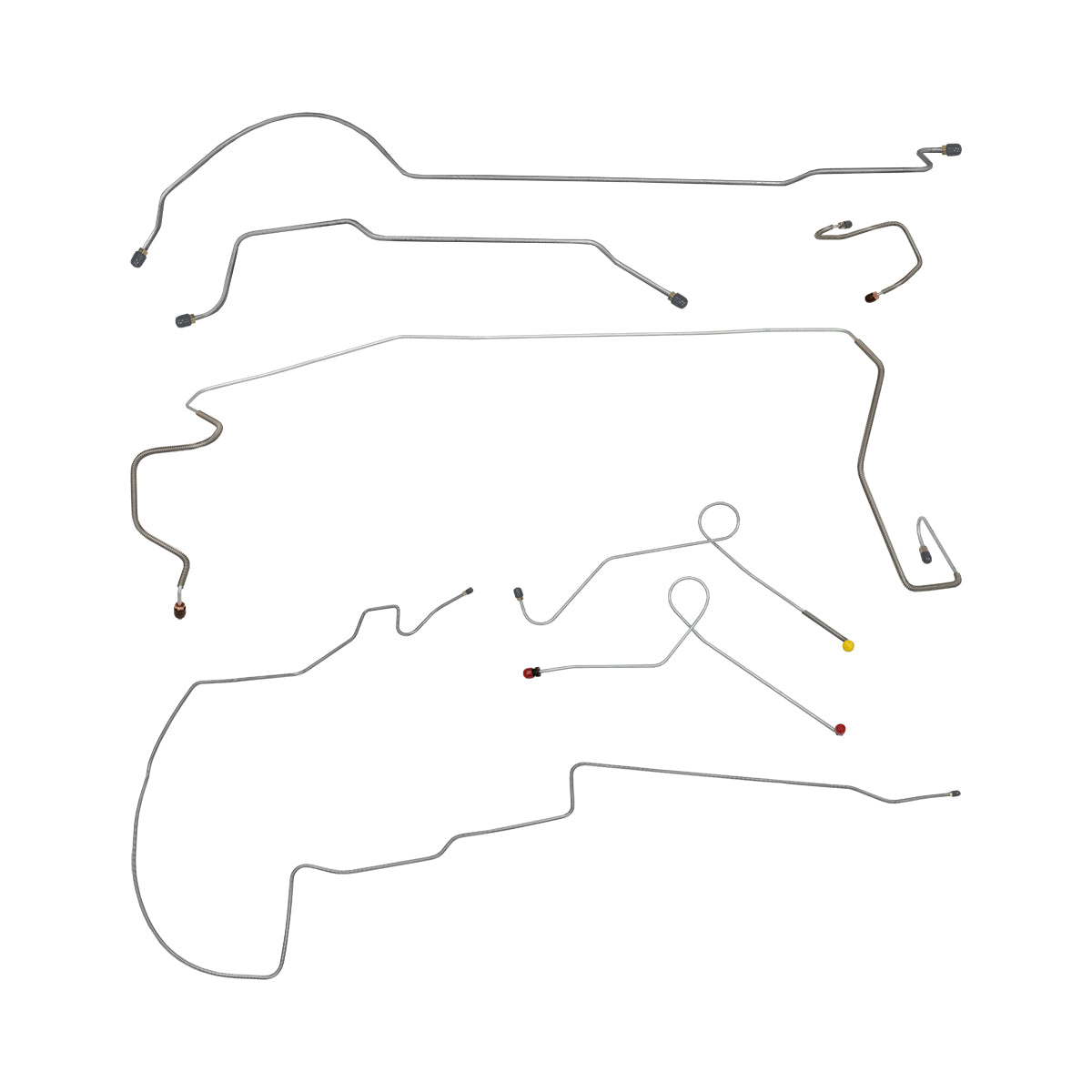 1968-69 Dodge A-Body Dart/GT w/8 3/4 Rear Power Drum Brake Line Kit 7pc, Stainless
